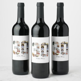 Number 30 Photo Collage Wine Label