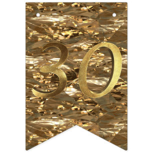 Number 30 Wedding 30th Birthday Anniversary Gold Bunting Flags
