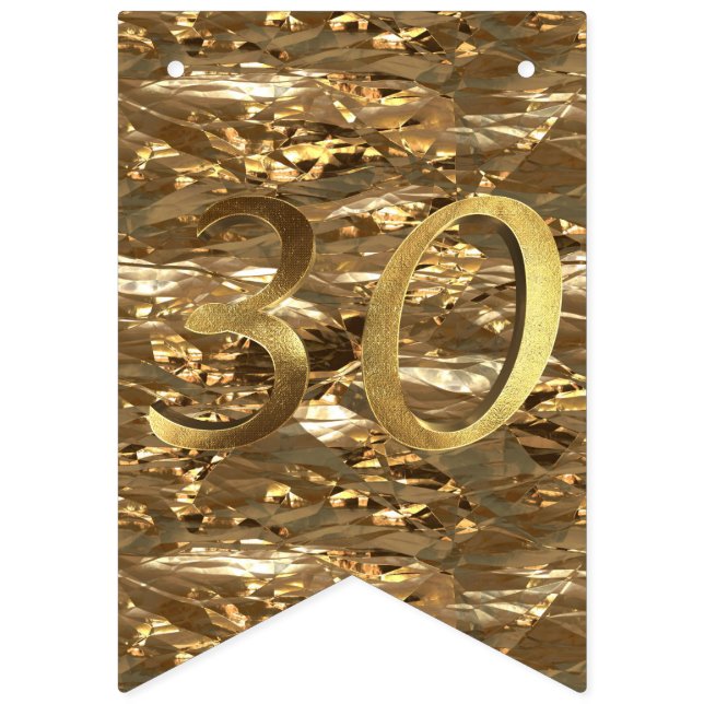 Number 30 Wedding 30th Birthday Anniversary Gold Bunting Flags (Second Flag)