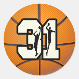 Number 31 Basketball Classic Round Sticker