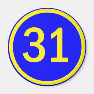 number 31 in a circle magnet