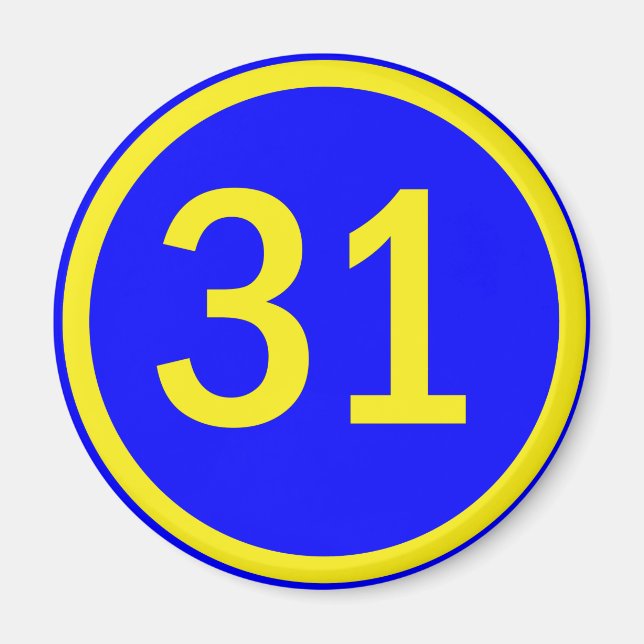 number 31 in a circle magnet (Front)