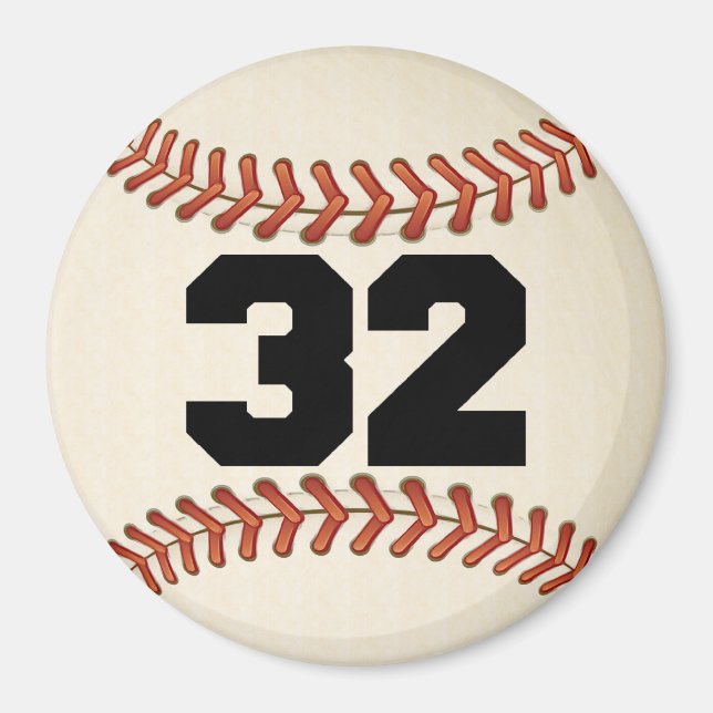 Number 32 Baseball Magnet (Front)