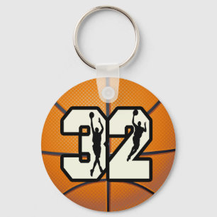 Number 32 Basketball Keychain