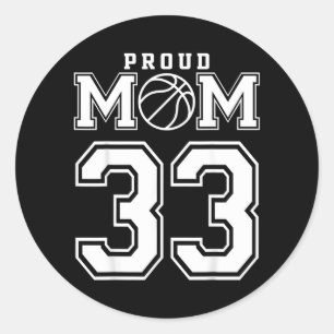 Number 33 Custom Proud Basball Mom Personalized Classic Round Sticker