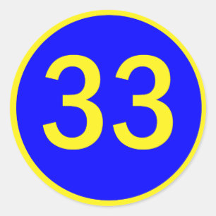 number 33 in a circle classic round sticker