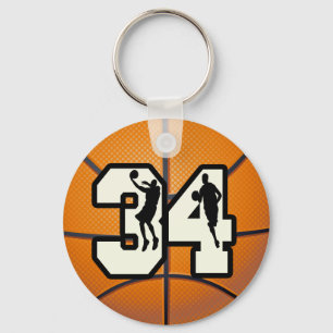 Number 34 Basketball Keychain