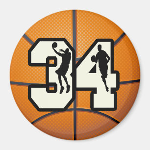 Number 34 Basketball Magnet