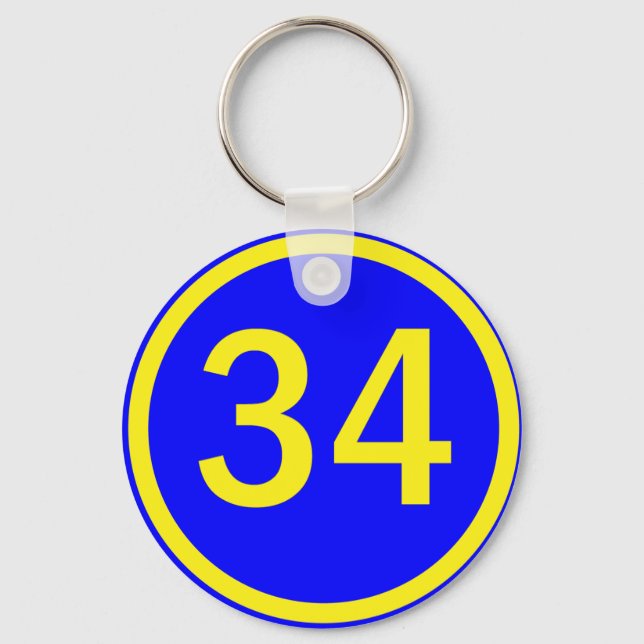 number 34 in a circle keychain (Front)