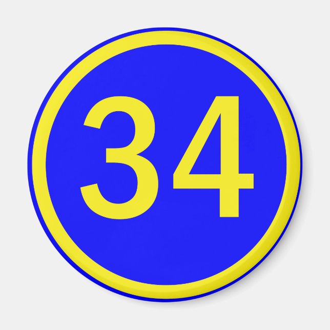 number 34 in a circle magnet (Front)