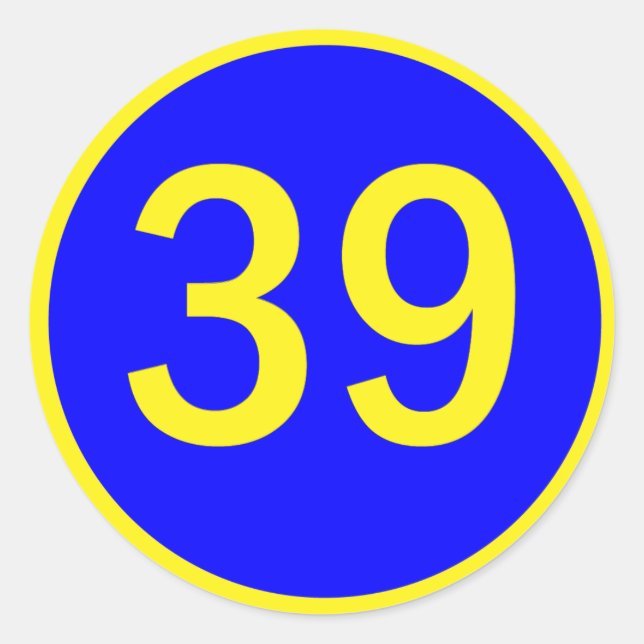 number 39 in a circle classic round sticker (Front)