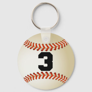 Number 3 Baseball Keychain