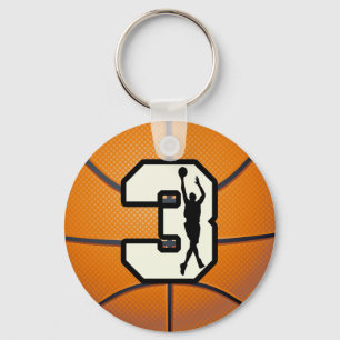 Number 3 Basketball and Player Keychain
