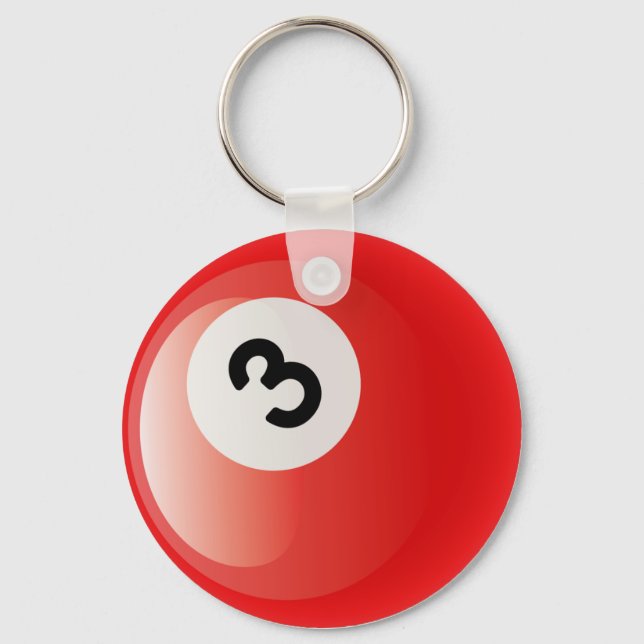 NUMBER 3 BILLIARDS BALL KEYCHAIN (Front)