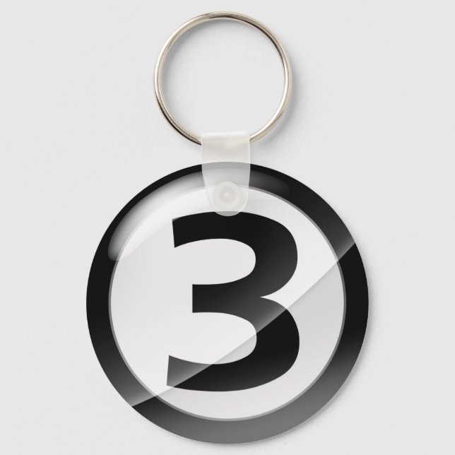 Number 3 black Key Chain (Front)