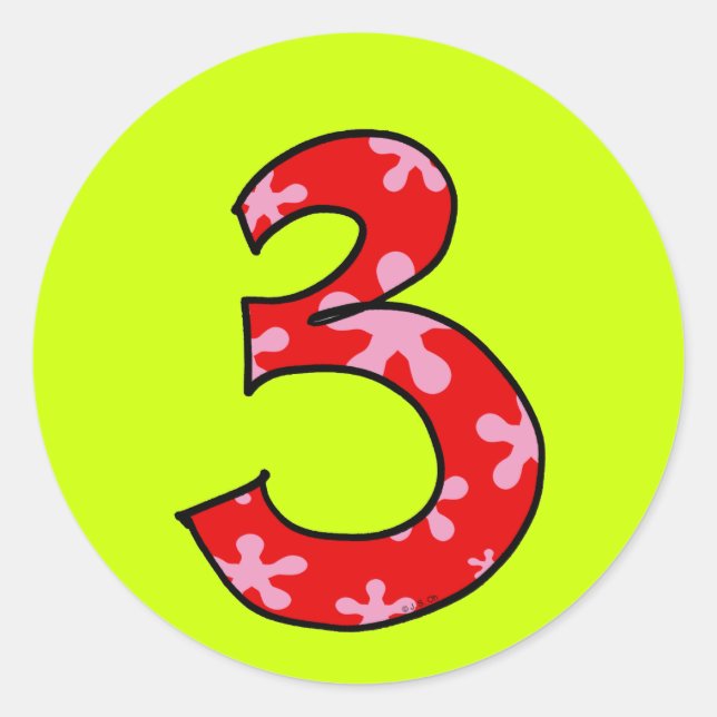 Number 3 classic round sticker (Front)