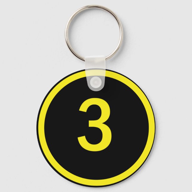 number 3 in a circle keychain (Front)