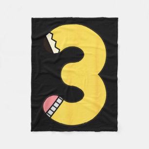 Number 3 Pencil Back to School 3rd Birthday Third Fleece Blanket