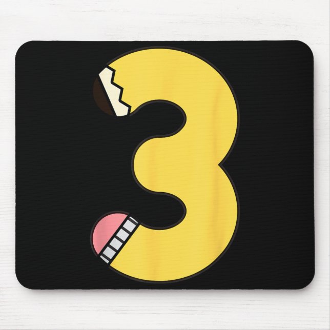Number 3 Pencil Back to School 3rd Birthday Third Mouse Pad (Front)