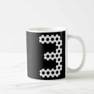 Number 3 Soccer Ball Pattern Boys Kids 3 Year Old Coffee Mug