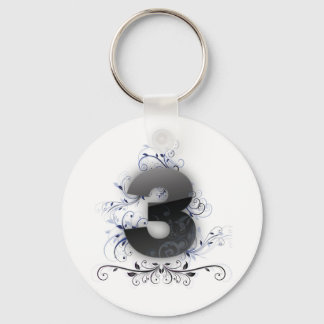Number 3 with floral insertions keychain