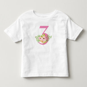 Number 3 with Flowers Toddler T-shirt