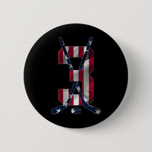Number 3 Years Ice Hockey 3rd Birthday 2 Inch Round Button