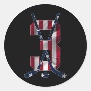 Number 3 Years Ice Hockey 3rd Birthday Classic Round Sticker