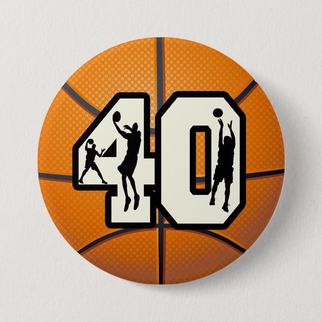Number 40 Basketball 3 Inch Round Button (Front)