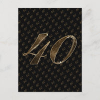 Number 40 Black Gold 40th Birthday Anniversary