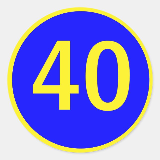 number 40 in a circle classic round sticker (Front)