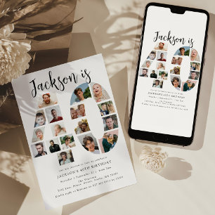 Number 40 Photo Co lage 40th Birthday Party Invitation