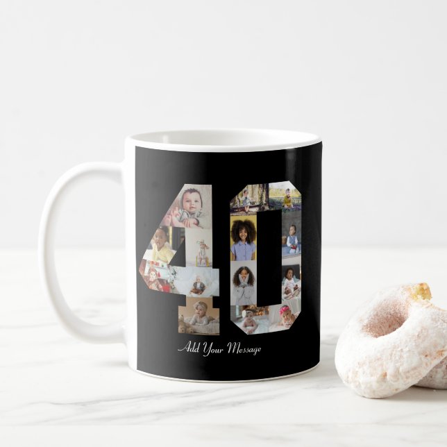 Number 40 Photo Collage Coffee Mug (With Donut)