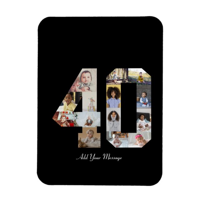 Number 40 Photo Collage Magnet (Vertical)