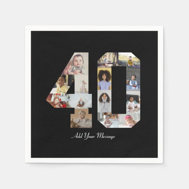 Number 40 Photo Collage Napkin (Front)