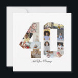 Number 40 Photo Collage Thank You Card<br><div class="desc">This customizable product is where photos are arranged to form the shape of a number. It is often used for milestone celebrations like birthdays, anniversaries, or achievements, allowing users to showcase memorable images within a single, eye-catching display. The designs typically offer spaces for various photo sizes and orientations, ensuring a...</div>