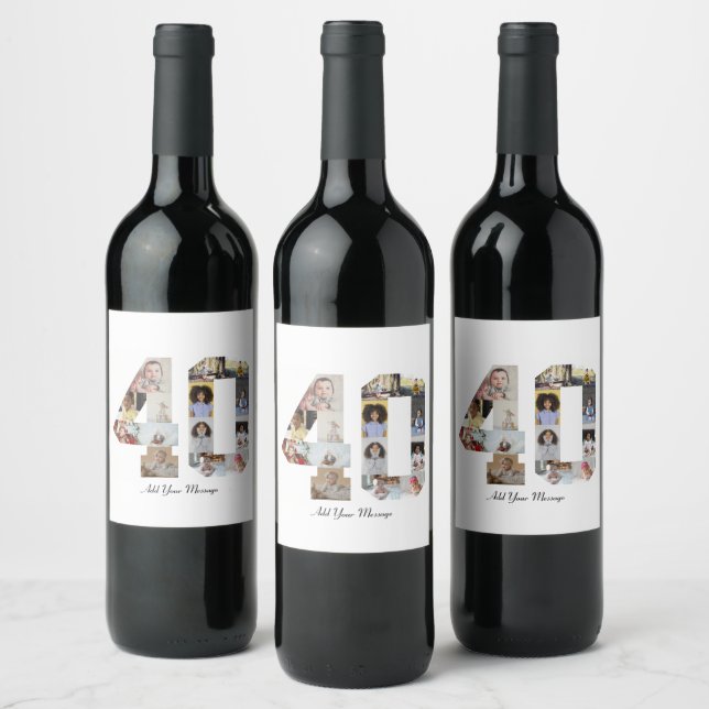 Number 40 Photo Collage Wine Label (Bottles)