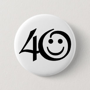 Number 40-With Happy Face 2 Inch Round Button