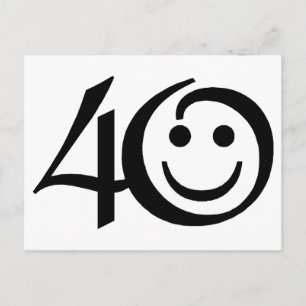 Number 40-With Happy Face Birthday Postcard