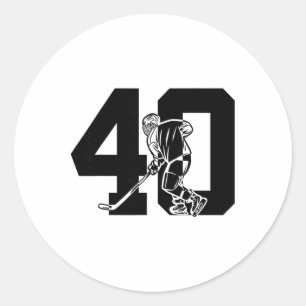 Number 40 Years Ice Hockey 40th Birthday Classic Round Sticker