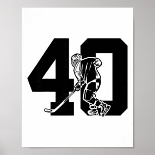 Number 40 Years Ice Hockey 40th Birthday Poster