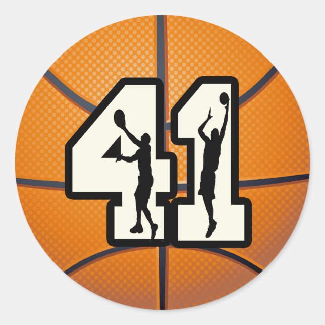 Number 41 Basketball Classic Round Sticker (Front)