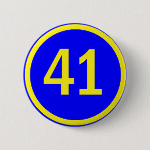 number 41  in a circle 2 inch round button