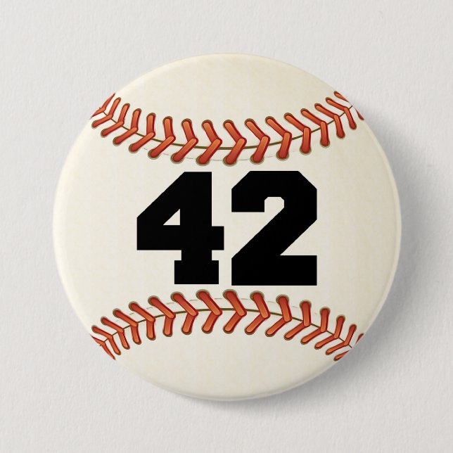 Number 42 Baseball 3 Inch Round Button (Front)