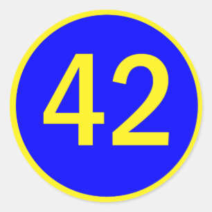 number 42  in a circle classic round sticker