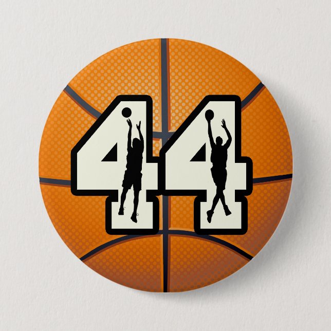 Number 44 Basketball 3 Inch Round Button (Front)