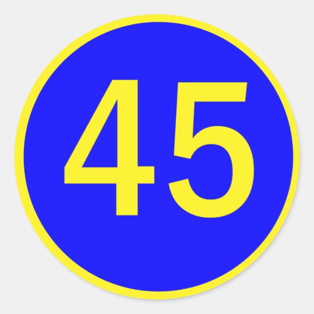 number 45  in a circle classic round sticker (Front)