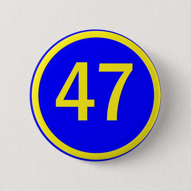 number, 47, in a circle 2 inch round button (Front)