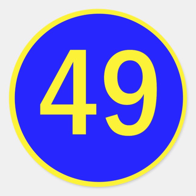 number 49  in a circle classic round sticker (Front)