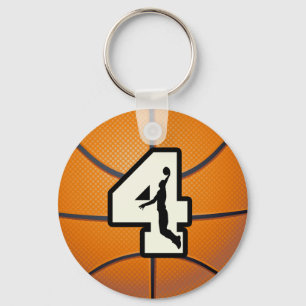 Number 4 Basketball and Player Keychain